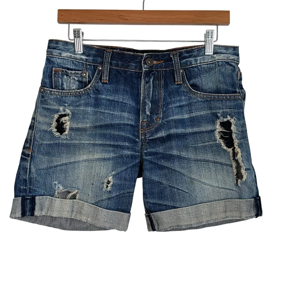 Cult of Individuality Womens Distressed Destroyed Shorts Sz 27 Blue